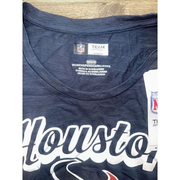 Houston Texans T Shirt Womens Medium NFL Apparel Short Sleeve Cuffed. Nwt. O - Picture 3 of 5